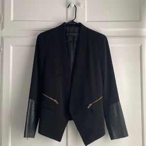 Zara Basics Fitted Blazer with Leather Arm Cuffs and Brass Zipper Detail. Size M
